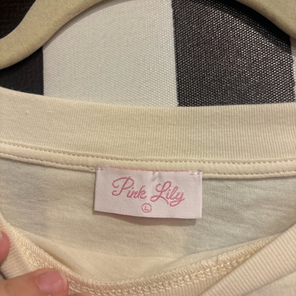 Pink Lily Cream Tee with Pink Boots Design - Picture 2 of 3